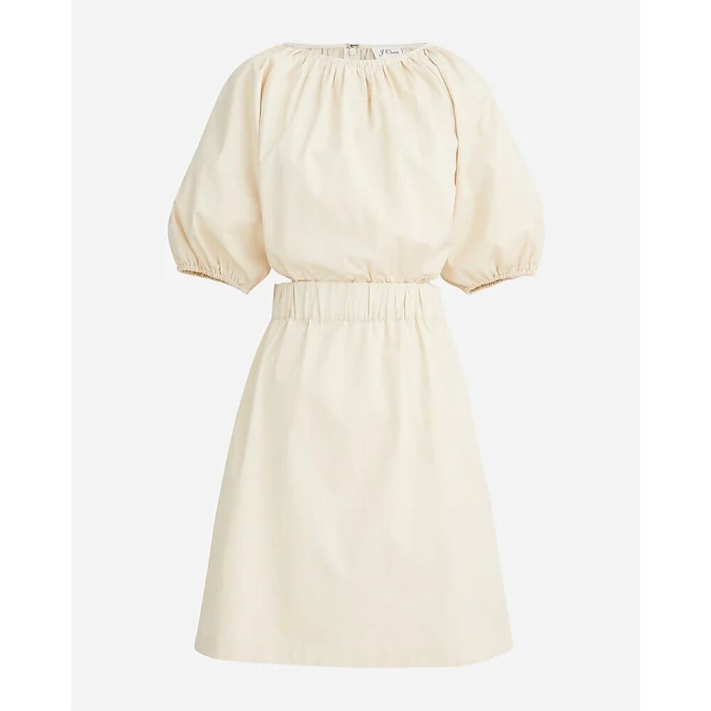 J Crew Puff Sleeve Side Cut Out Chino Dress